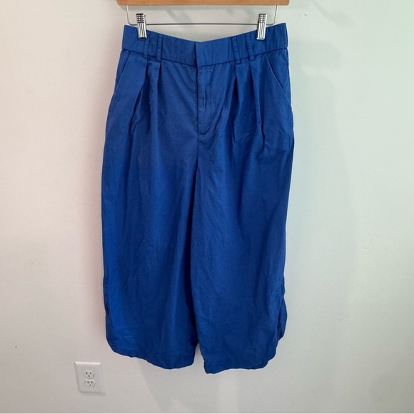 Mare Mare X Anthropologie Cobalt Blue Curved Hem Cropped Wide Leg Pants Medium - Picture 2 of 9